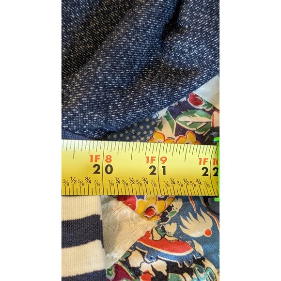 Loveappella Malbec Elbow Patch Blue Striped Knit Top Womens Sz M - Picture 7 of 12